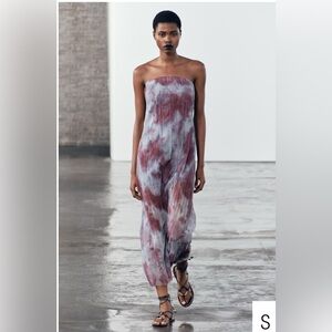 NWT Zara Tie Dye Stretch Organza Dress • Sz S